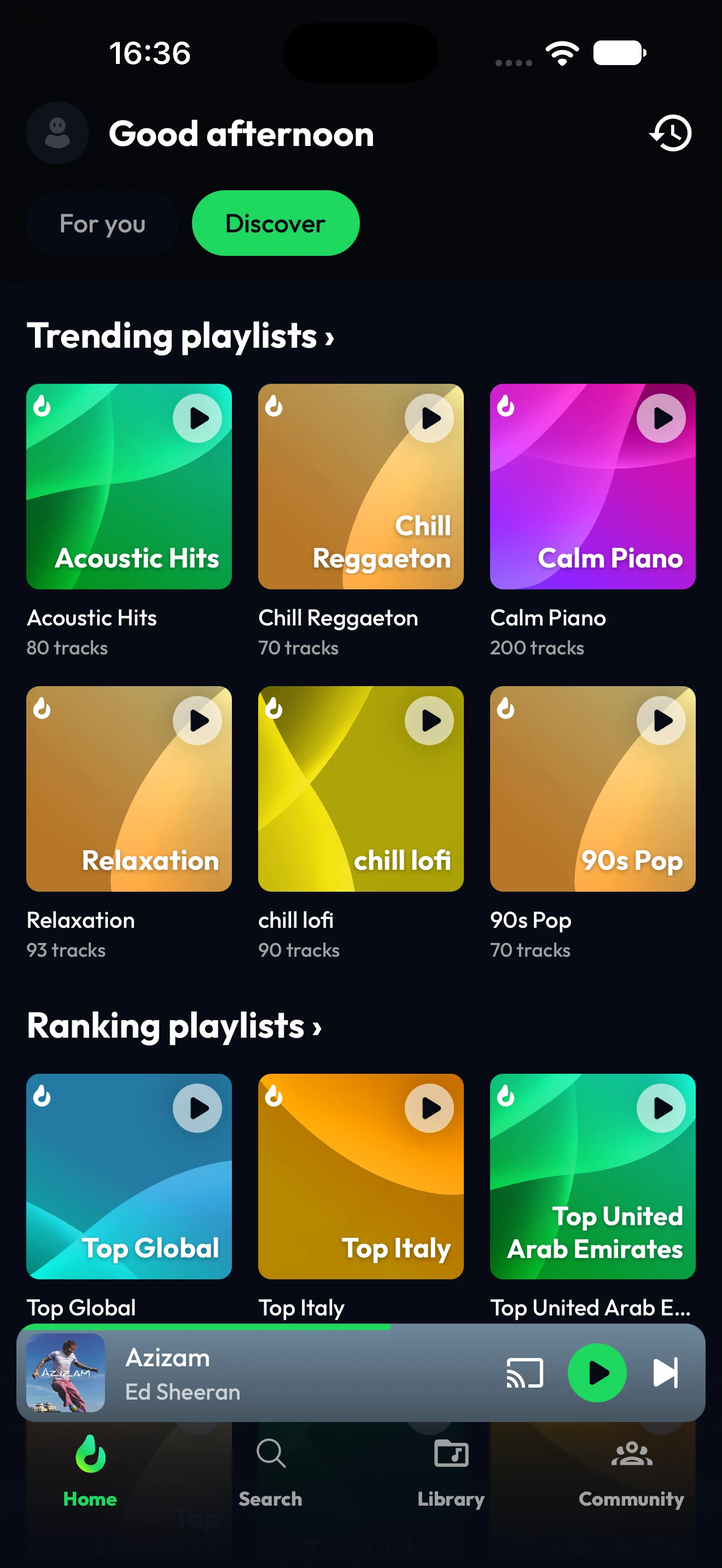 Actual Lyra screen showing playlists and music charts