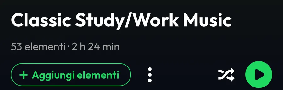 La playlist importata da Deezer in Lyra: 53 elementi e il pulsante Aggiungi elementi