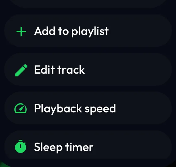 The player menu in Lyra with the Sleep timer option