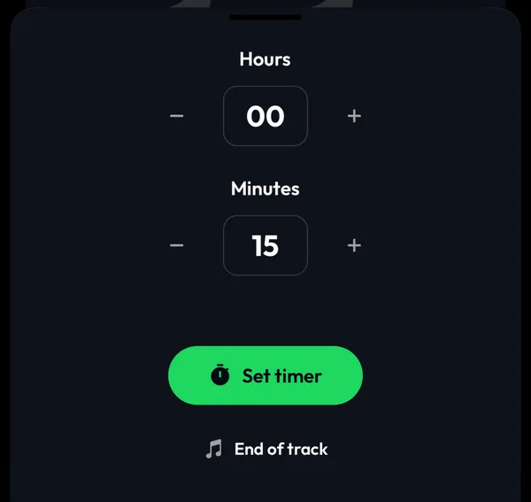 Lyra Sleep timer with Hours, Minutes, Set timer and End of track