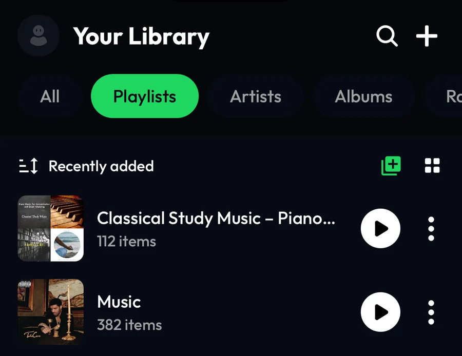 Lyra Library showing the imported playlist with 112 items at the top